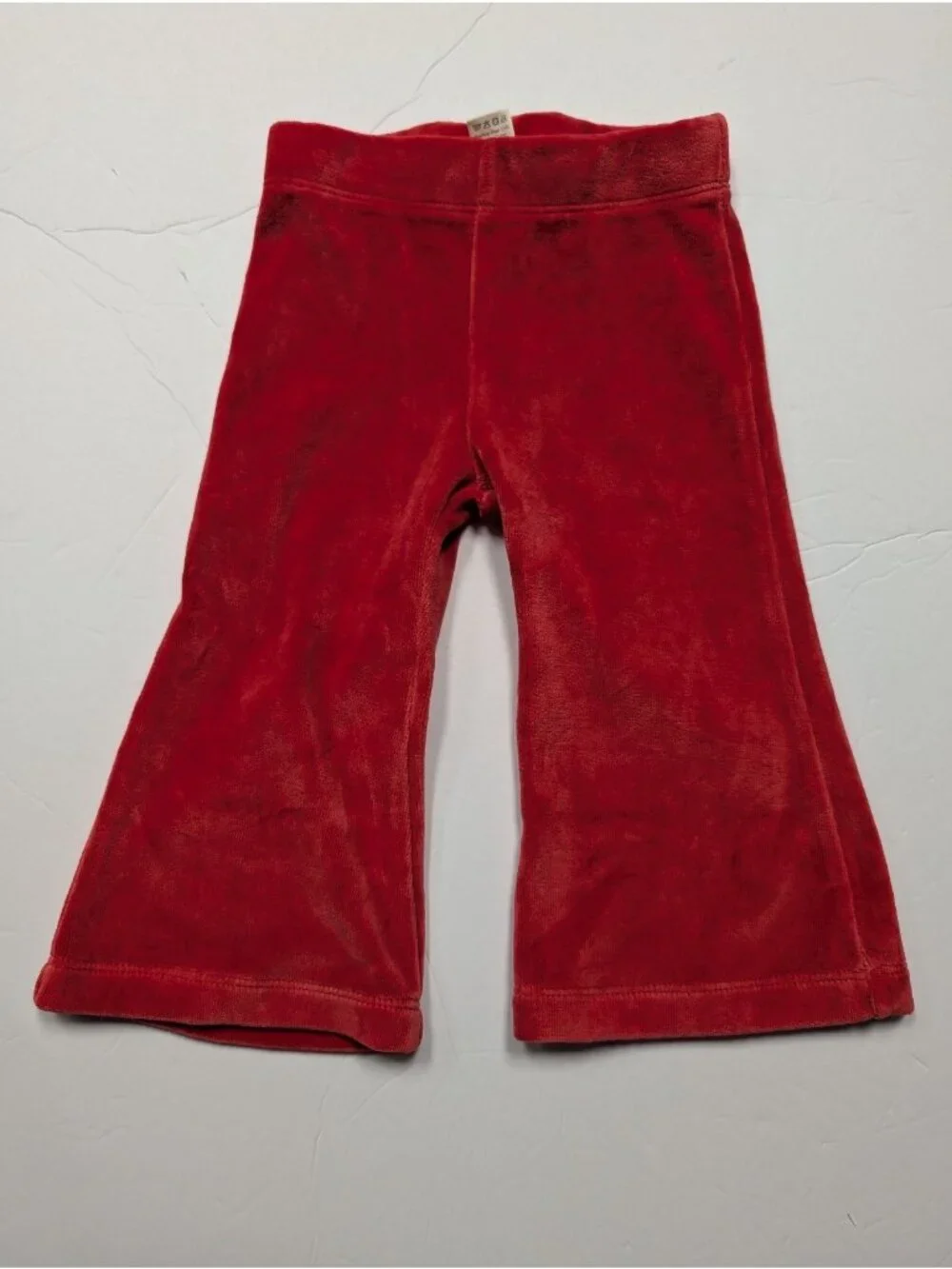 Kate Quinn Organic Cotton Velour Cardinal Red Peter Pan Top Flare Pant Set 12-18